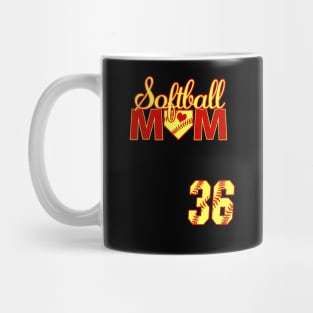 Softball Mom #36 Softball Jersey Favorite Player Biggest Fan Heart Softball Jersey Mug